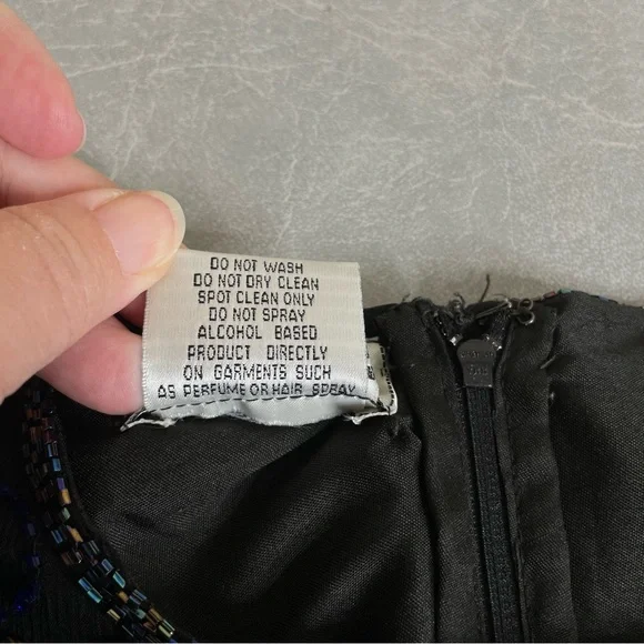 Vintage Stenay Black and Blue Beaded Silk Blouse - Picture 6 of 8